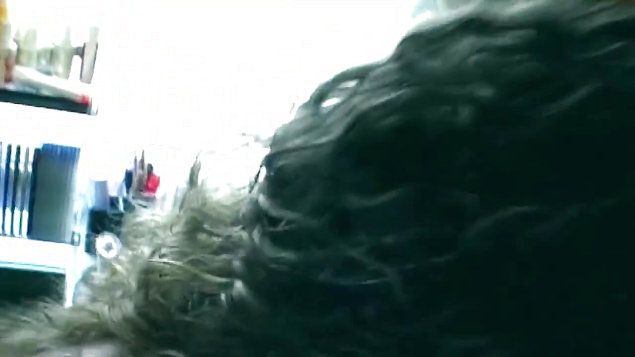 Curly Brunette Rides Hard on Office Chair