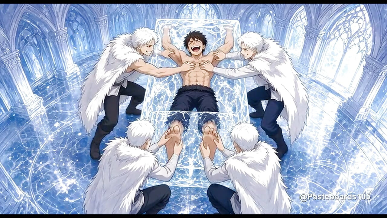 Frozen Into The Ice Palace Wall, Frost Princes Tickle His Armpits And Soles (2D Anime)