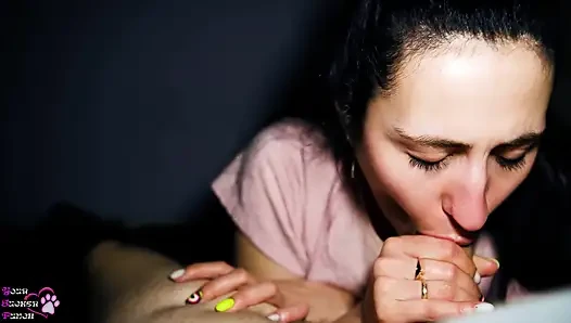 Sucking cock  and cum swallow before bed