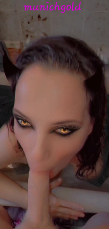 Stunning moment from "devilish blowjob with angel wings..Snapchat fun in the bathtub"