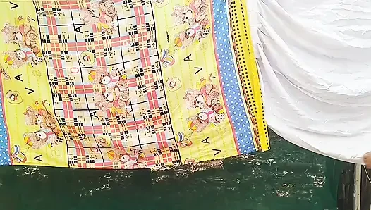Traditional style in white Indian dressed  cutie showing her sexy body, completely nude