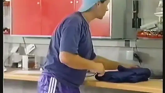 Curly haired blonde teen gives blowjob and gets her tight ass fucked