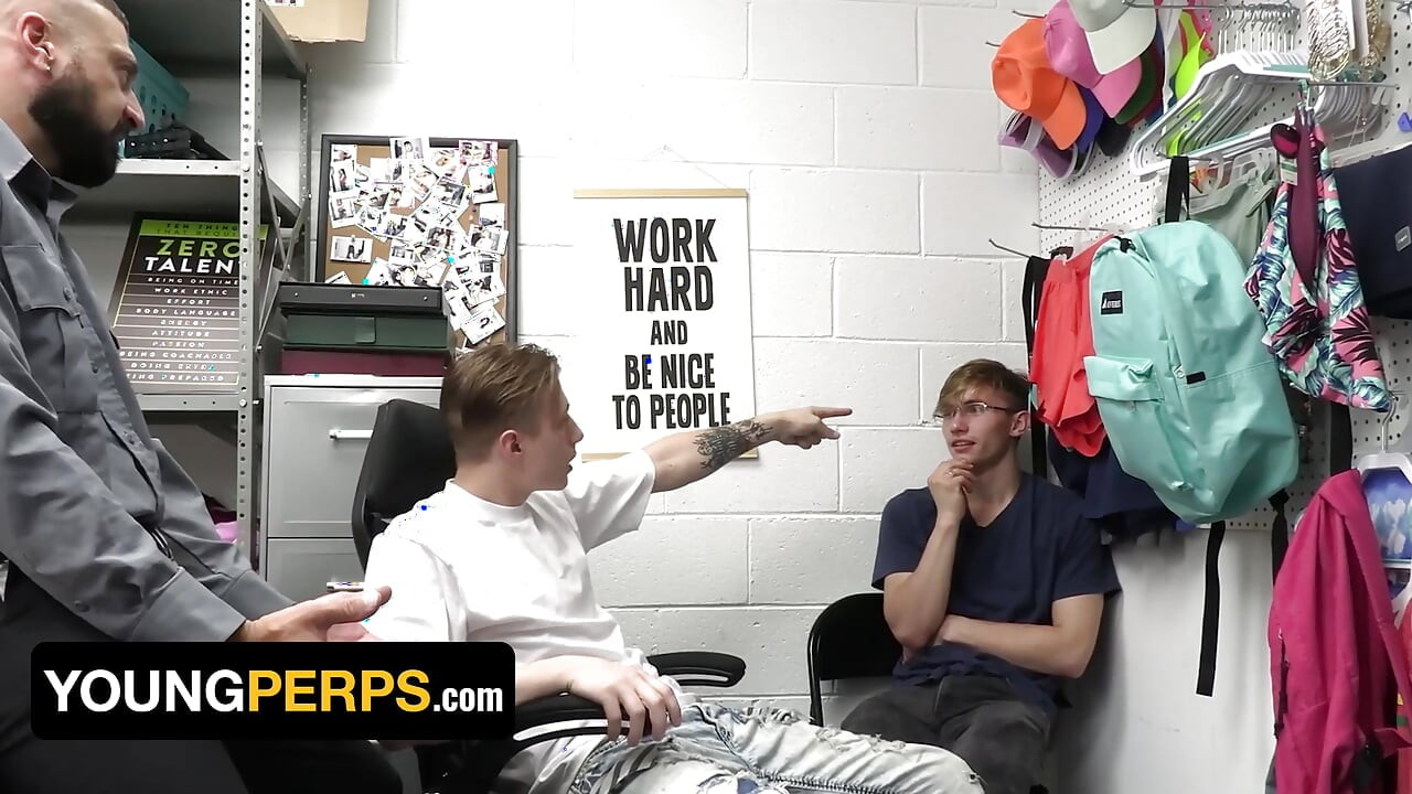 Nerdy Boy Fulfills His Dream Of Sucking Two Dicks At The Same Time In The Backroom