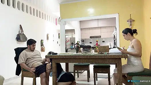 I fuck my girlfriend's daughter 18+ at the table while she doesn't see us!