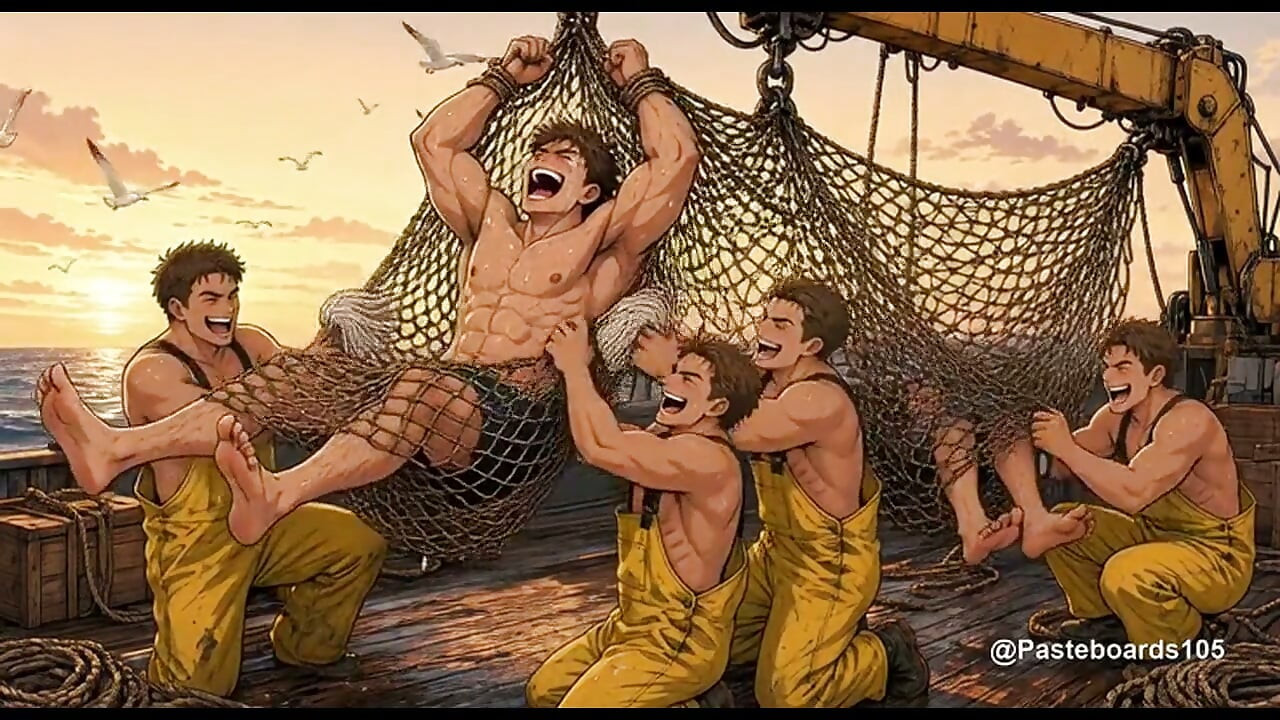 Bị Kéo Lên Trong Lưới Của Ngư Dân, Những Ngón Tay Chạm Vào Sườn Và Bàn Chân Trần (Anime 2D)