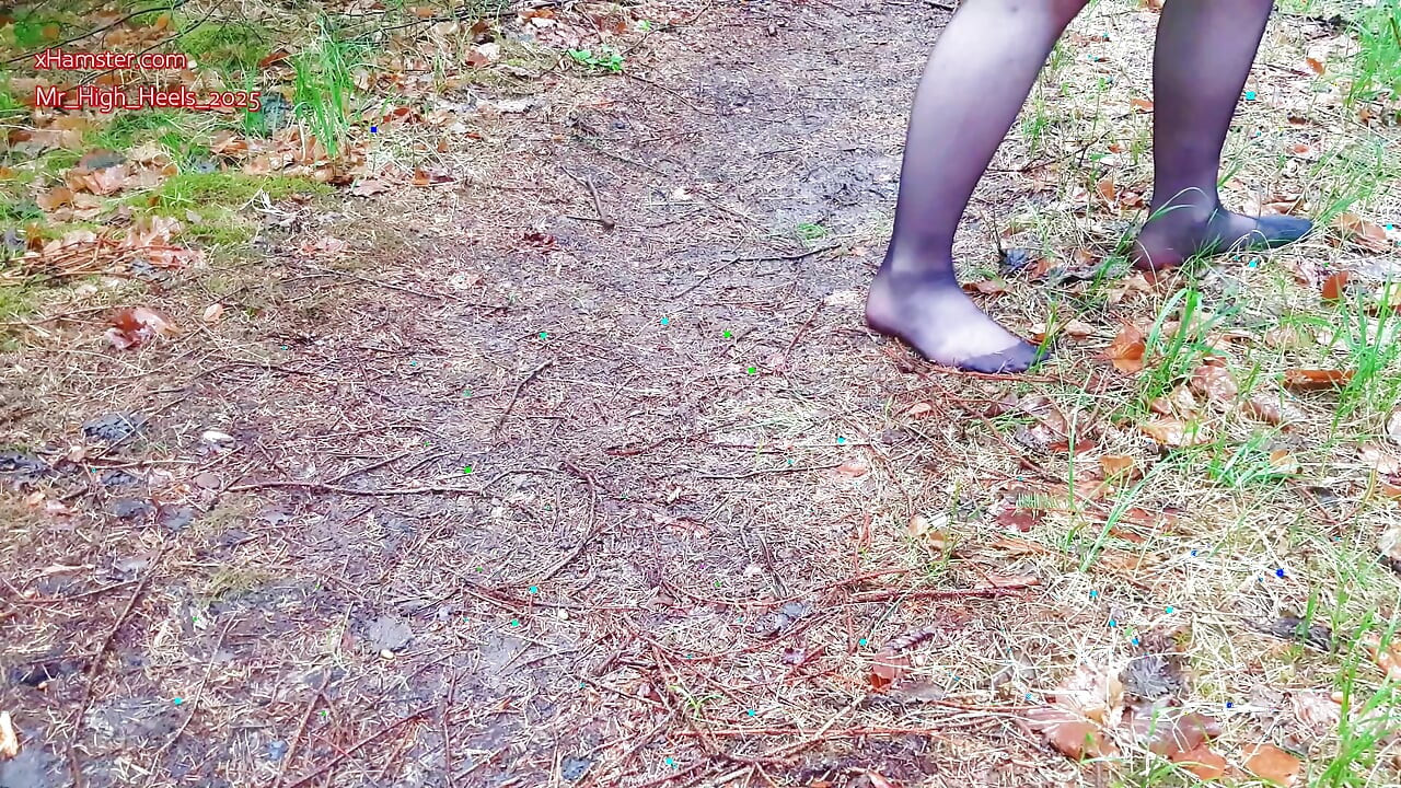 Nylon feet in the forest