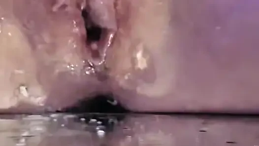 Dirty talking wife squirts three times on video call