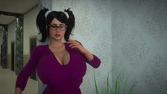 3D-Futanari-3D-Schwanzgirl mit Brille fickt heißes Mädchen, animiert