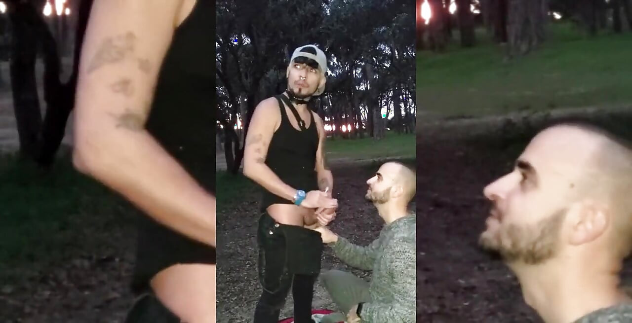 Hot outdoor blowjob