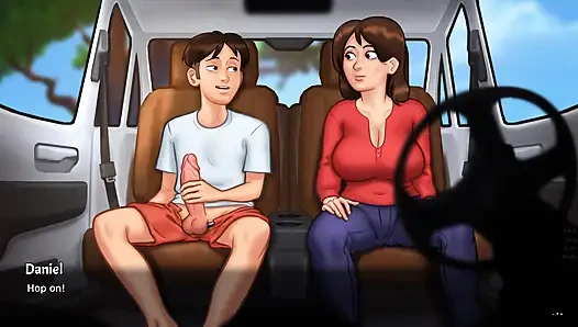 Summertime Saga - грудастая милфа получает хорошую длинную скачку в машине