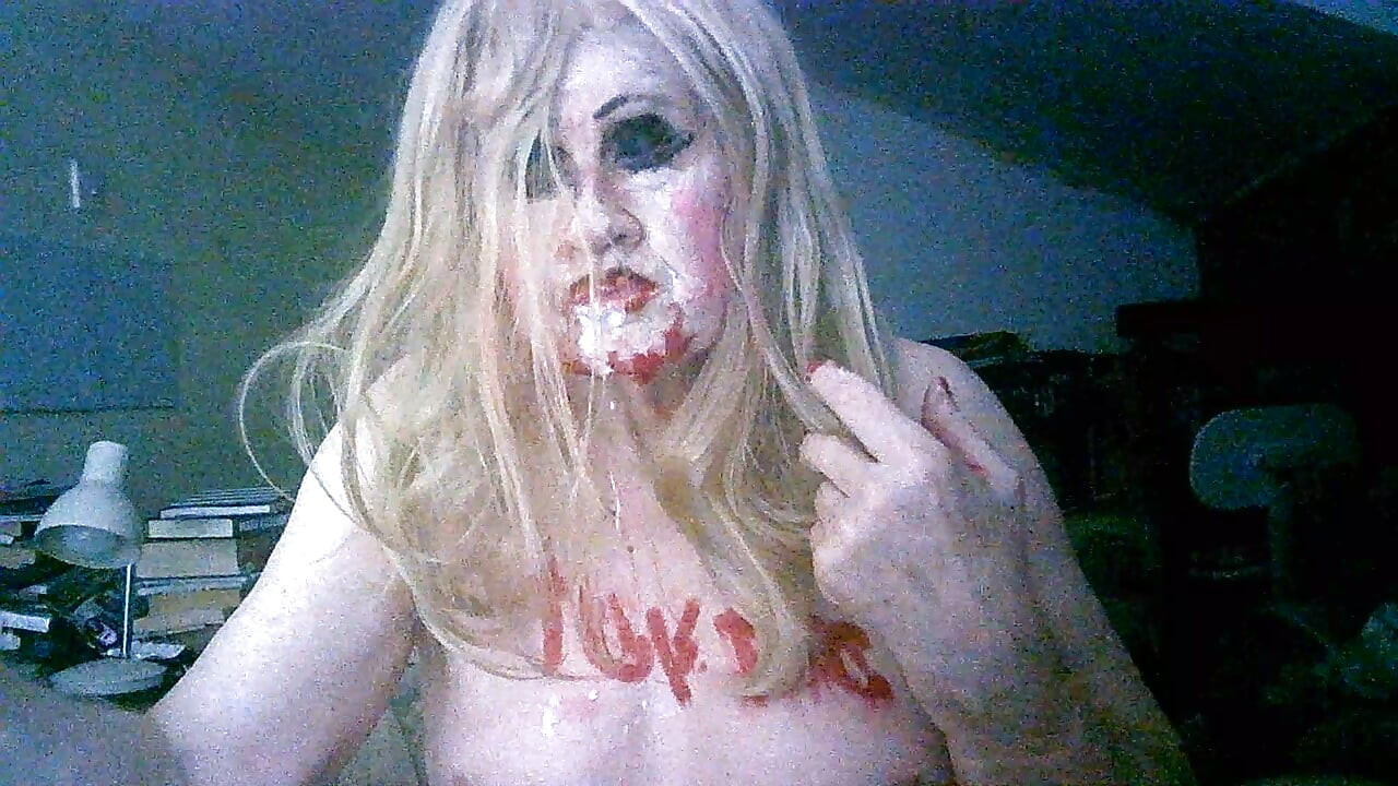 Shameless old cumslut slag Sarah, smokes drinks dogger's cum from used condom and own piss