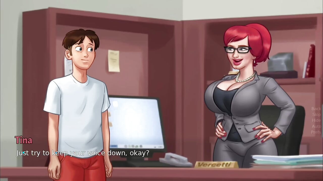 Anon fucks big boobs big ass Tina in her office - summer time saga gameplay