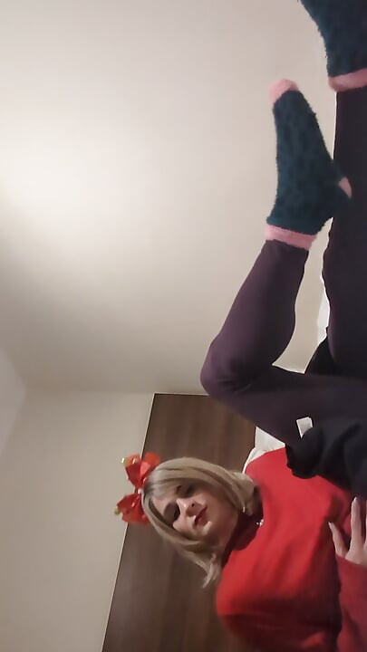 Girly Heather Ashley strips nude, cums from her huge girl dick