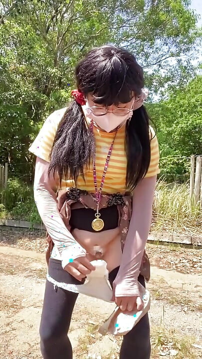 No. 221 Taking a Walk with My Pee and Pad off, Exposing My Pussy