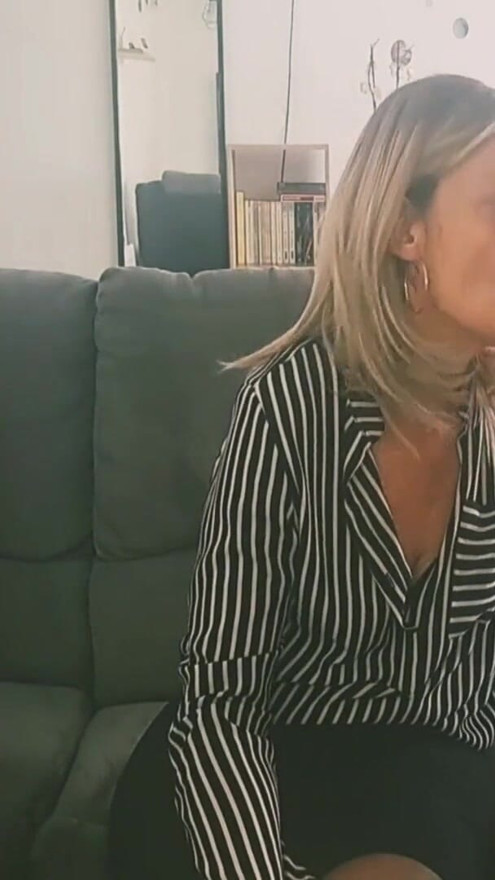 Mature milf sucks two fans big cock until she gets cum on her face | Clip 2