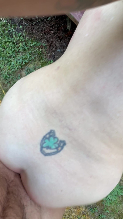 Thrilling moment from "Freckled Dirty Wife gets bent over the deck and fucked from behind butt plug"