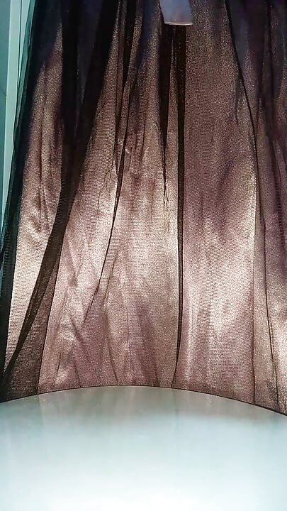 Masturbating and cumming wearing cute and gorgeous satin longdress