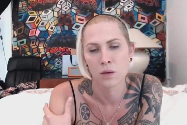 Big Tits Blonde Tranny Moans from Masturbating