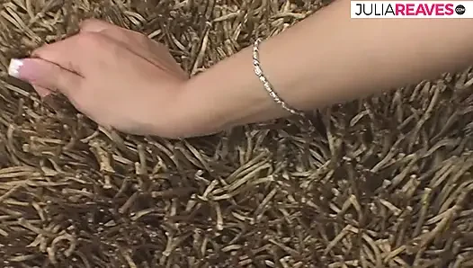 Sexy babe sucks a massive cock then gets a hard fuck on the sofa