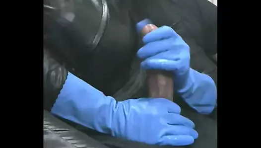 Smoking Wife in Blue Rubber Gloves 3