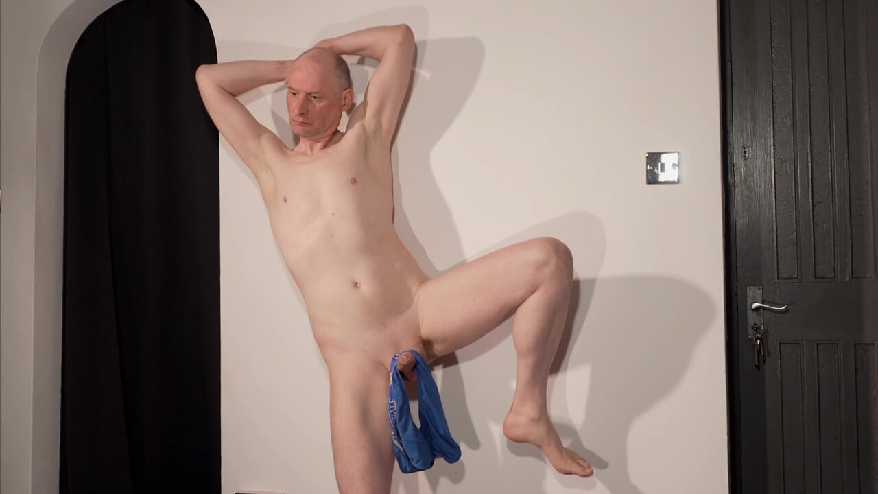 Jonathan in his underpants playing with his erect cock