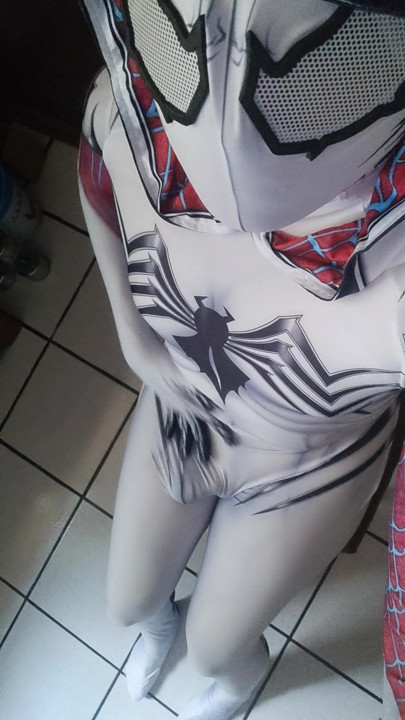 Sexy Spider-Man with a huge surprise