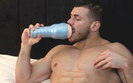 Warming up on the fleshlight before anal