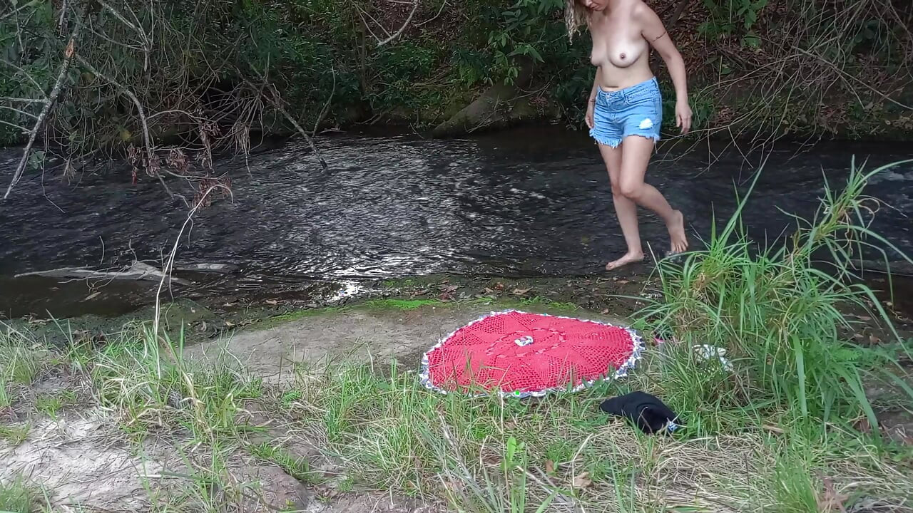 Encounter with a stranger at a waterfall ends in outdoor sex.