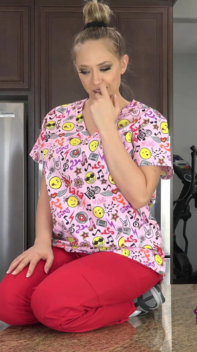 Kagney Linn Karter strips off her scrubs to fuck a dildo