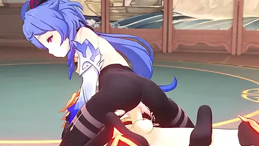 Genshin Impact - adegan seks penuh gairah ganyu dan aether - animasi hentai 3d