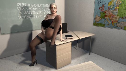 Die Lehrerin fingert ihre Muschi vor ihrem Schüler: 3D-Porno