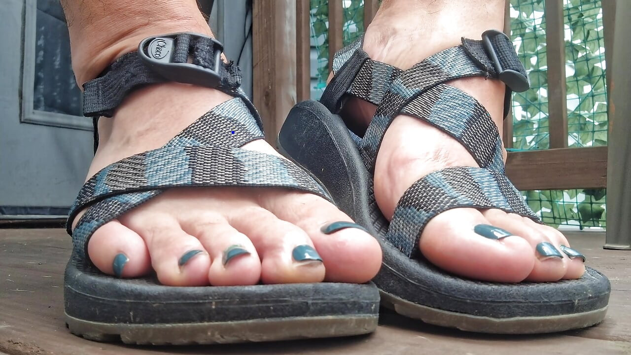 Do you want me to leave my sandals on or take them off as you worship my feet with your mouth and cock