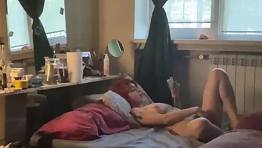 Merely Got Busted Playing with Her Hairy Pussy