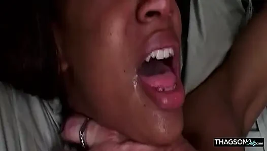 Hairy Ebony Pussy Stretched Wide Dripping Thick Cum Loads