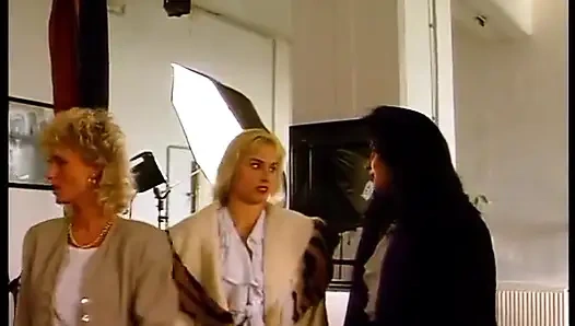 Vintage babes getting naked and touching each other at casting