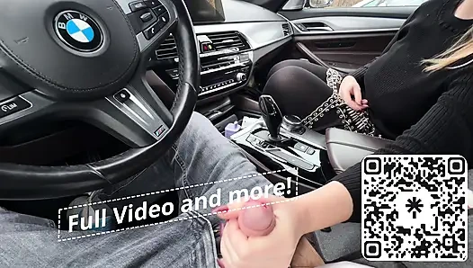 Public Parking Lot Handjob Next to Stranger and Bus Cum Finish