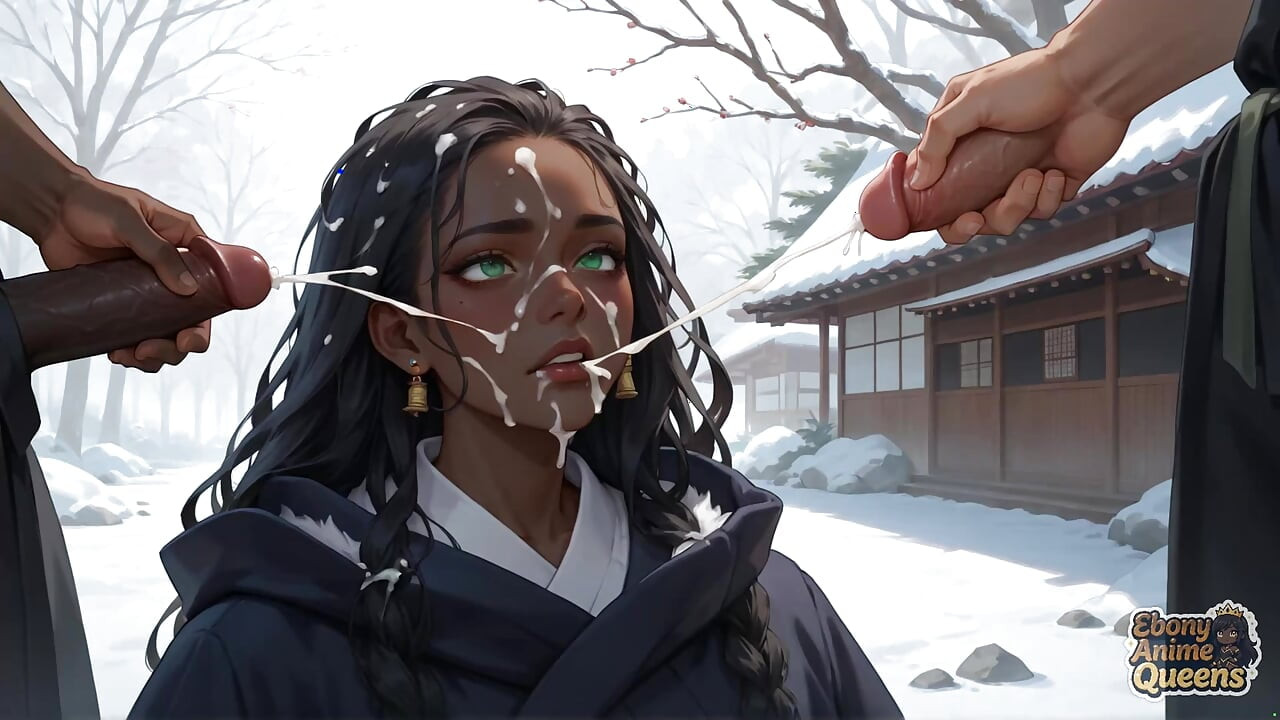 Ebony, Horny, Slutty, and Messy for the First Time in a Snowy Village.