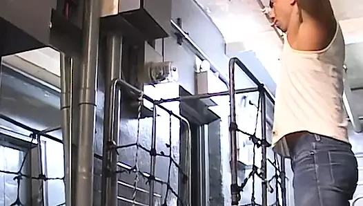 Ripped hunk Joey Jordan strokes his massive throbbing dick