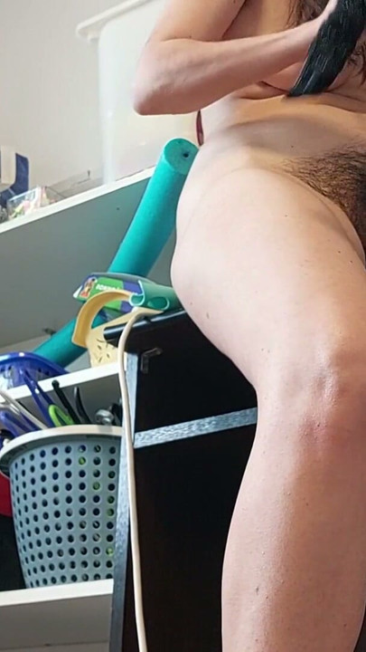 Hot brunette with hairy pussy dressing with mesh tights | Clip 1