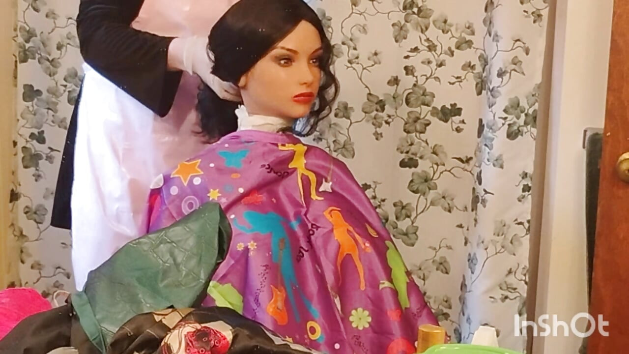 Emma the barberette colorful cape modeling season