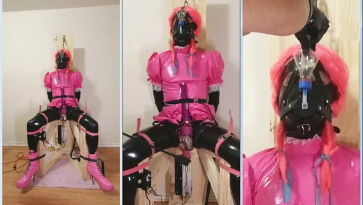 Fed My Own Cum Strapped to Fucking Machine Chair in Chastity - Sissy Maid