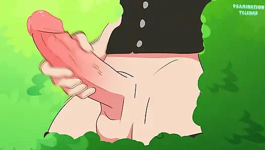 Kanroji Mitsuri in boat and fucked by a plunger with a dildo (Tanjiro and Zenitsu are watching this) Demon Slayer hentai anime