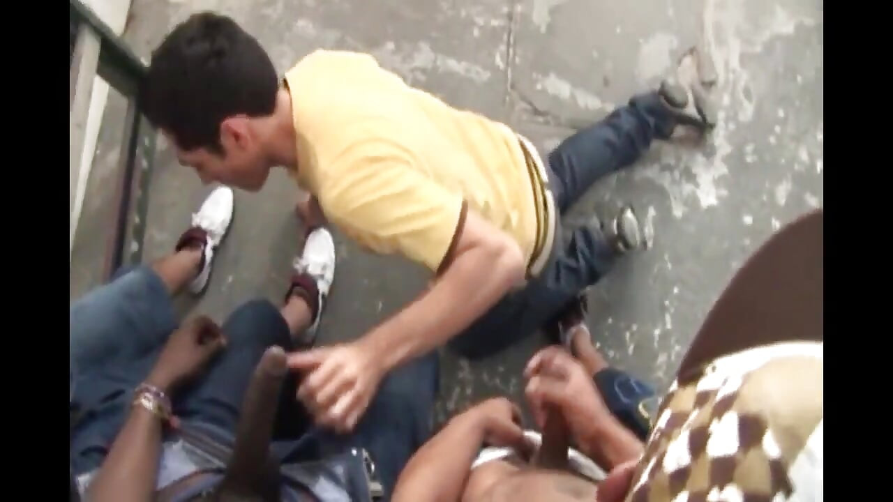 White guy gangbanged by black guys