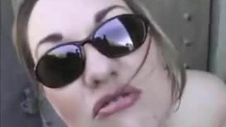 BBW in sunglasses plays with her asshole