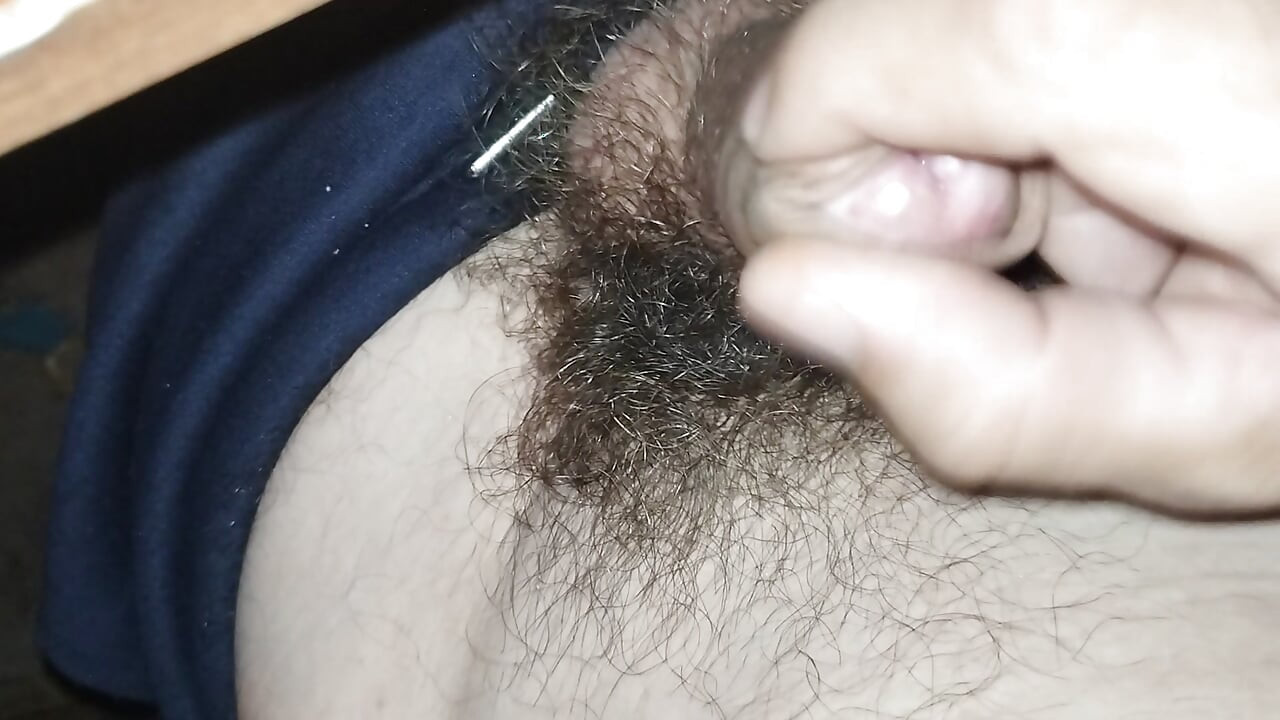 Masturbation with hairy cock