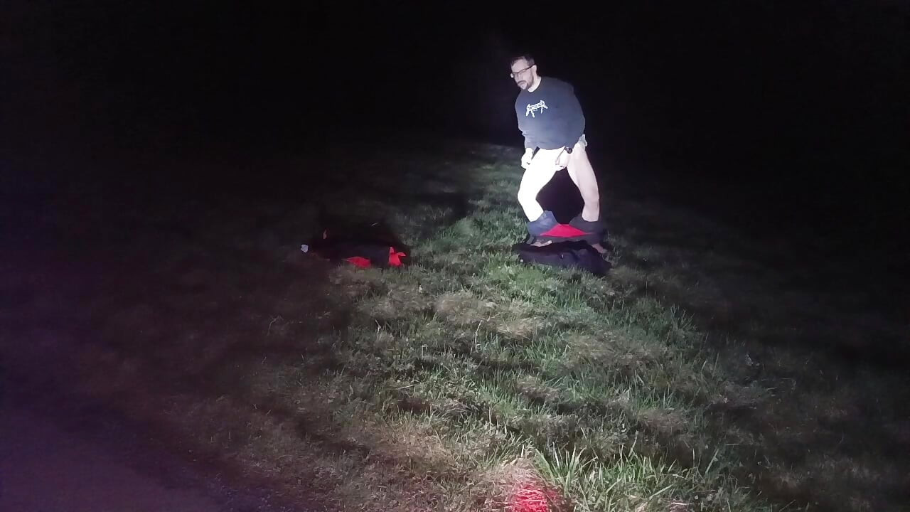 I Strip and Jerk off Outside at Night