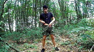Middle Eastern Thick Cock Summer Forest Jerk off, Showing Cum on Hand