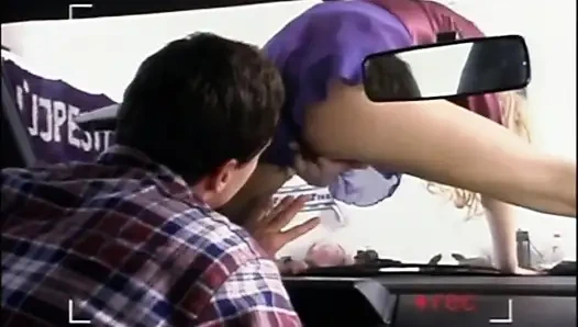 Beautiful blonde ass fucking in dogging position...cum in mouth