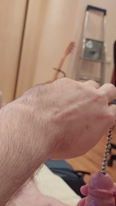 Beads string cock sounding into bladder | Clip 3