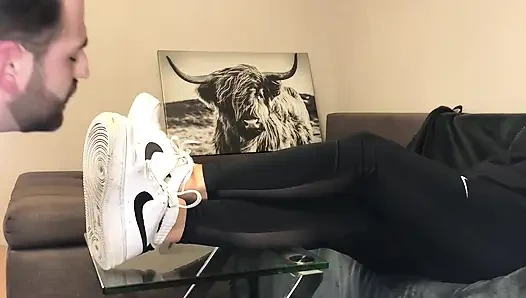 Dirty White Sneaker Worship - Valeria Night (Side View)